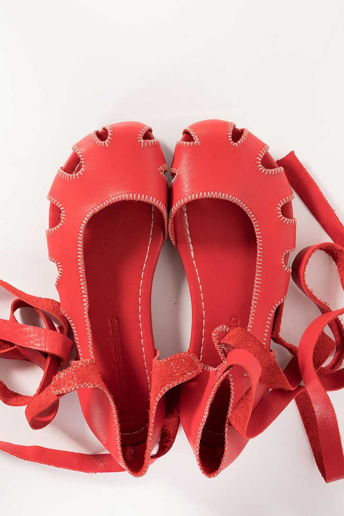 Stylish Leather Women's Sandals Red