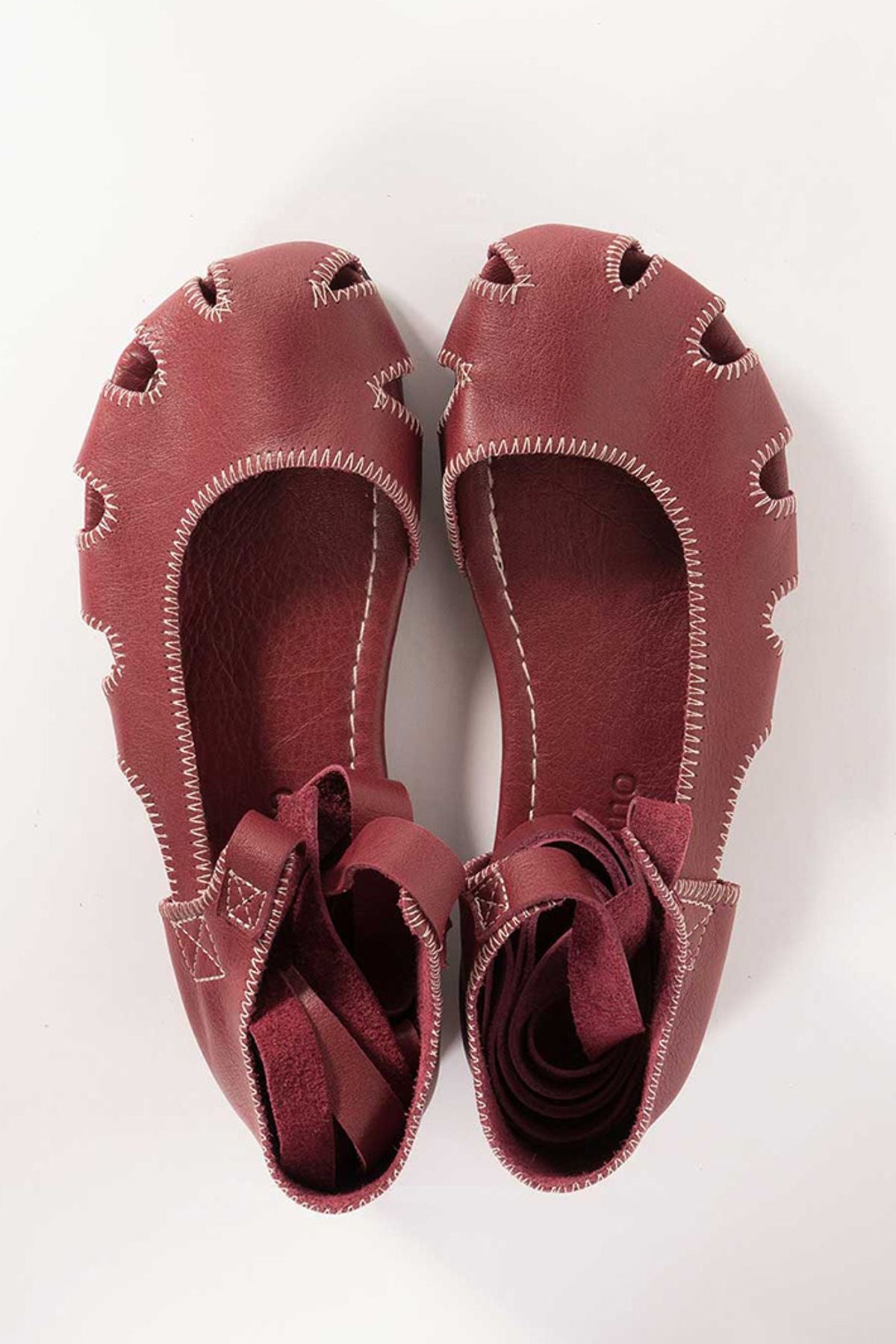 Stylish Leather Women's Sandals Dark Red