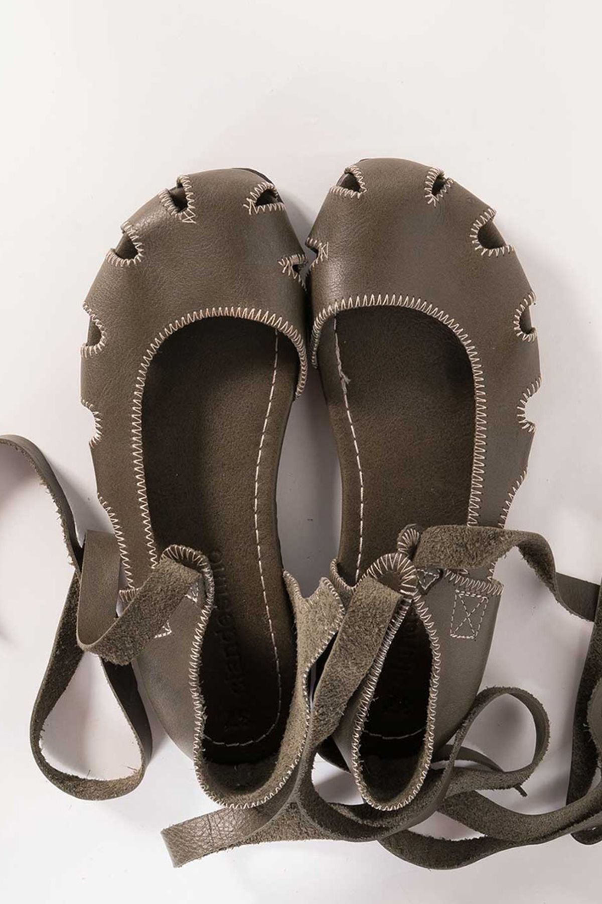 Stylish Leather Women's Sandals Khaki