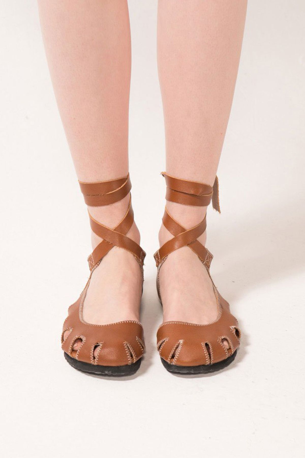 Stylish Leather Women's Sandals Orange