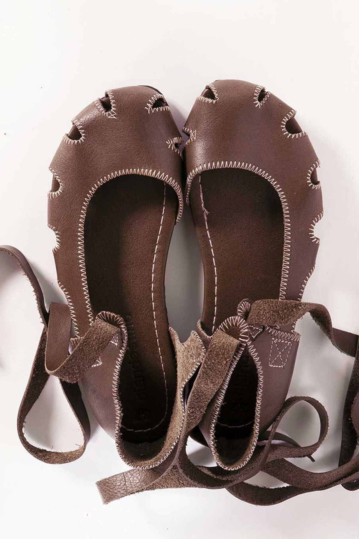 Stylish Leather Women's Sandals Brown