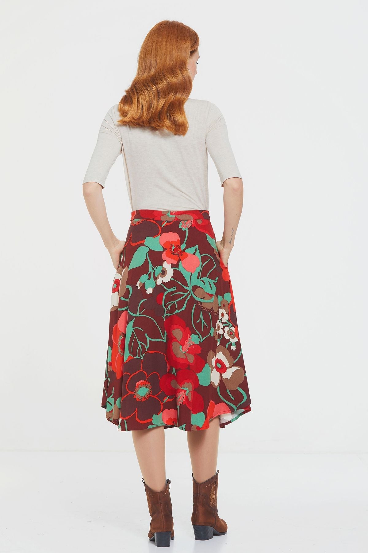 Boho Midi Skirt Red