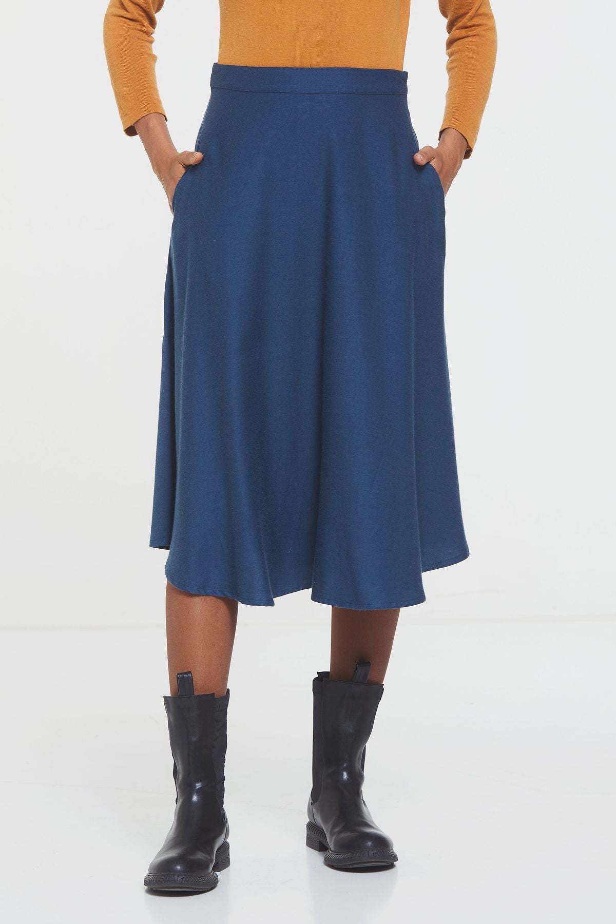 Boho Midi Skirt Dark Blue