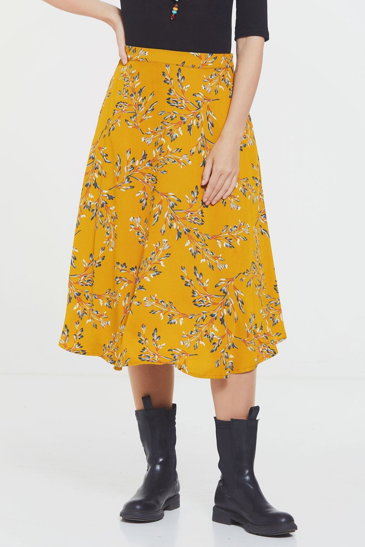 Boho Midi Skirt Yellow