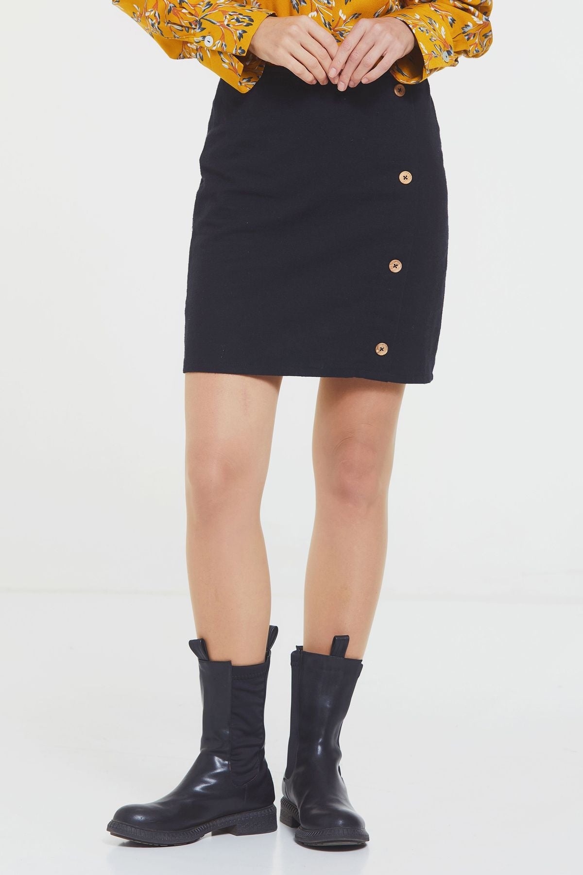 Cotton Mini Boho Skirt Black