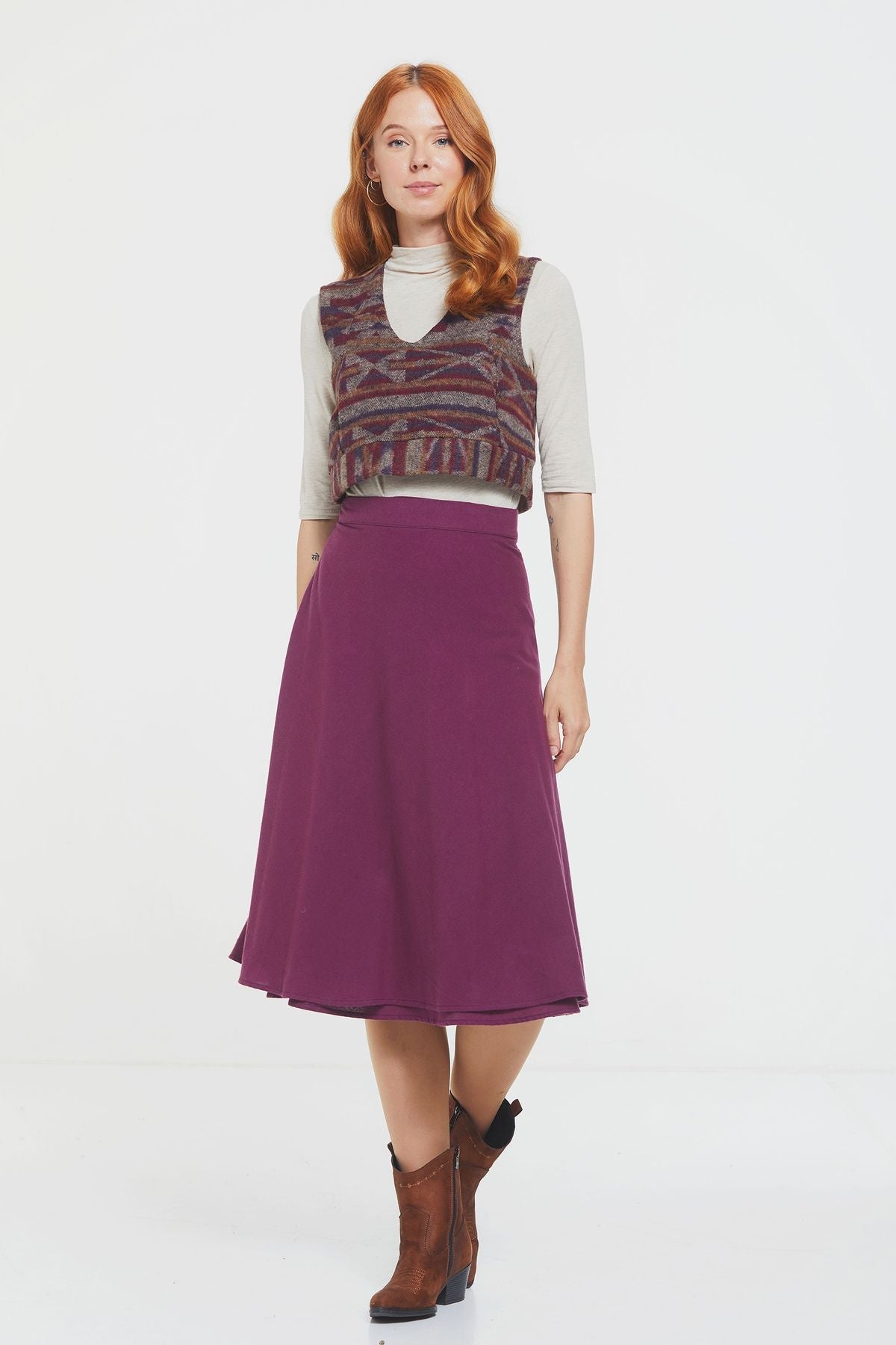Midi Wrap Skirt Purple