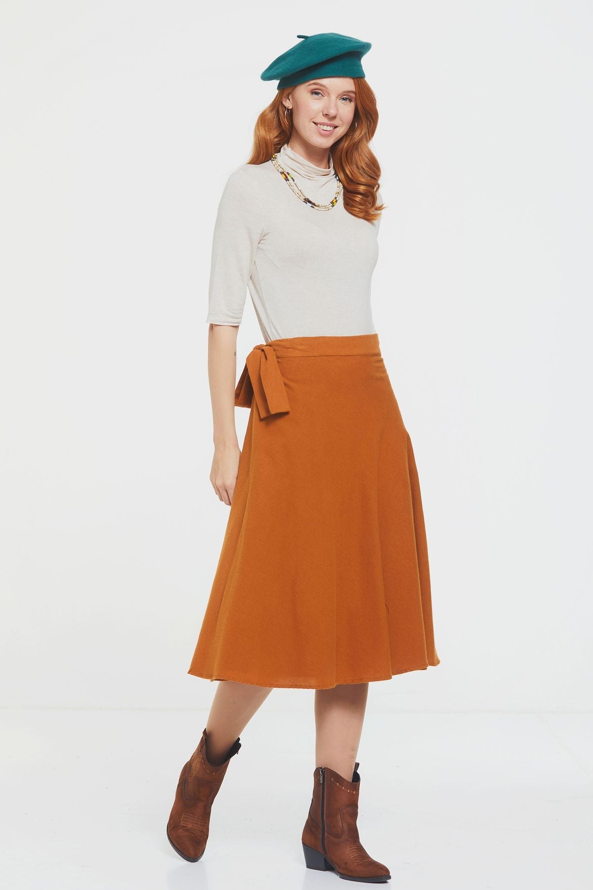 Midi Wrap Skirt Yellow