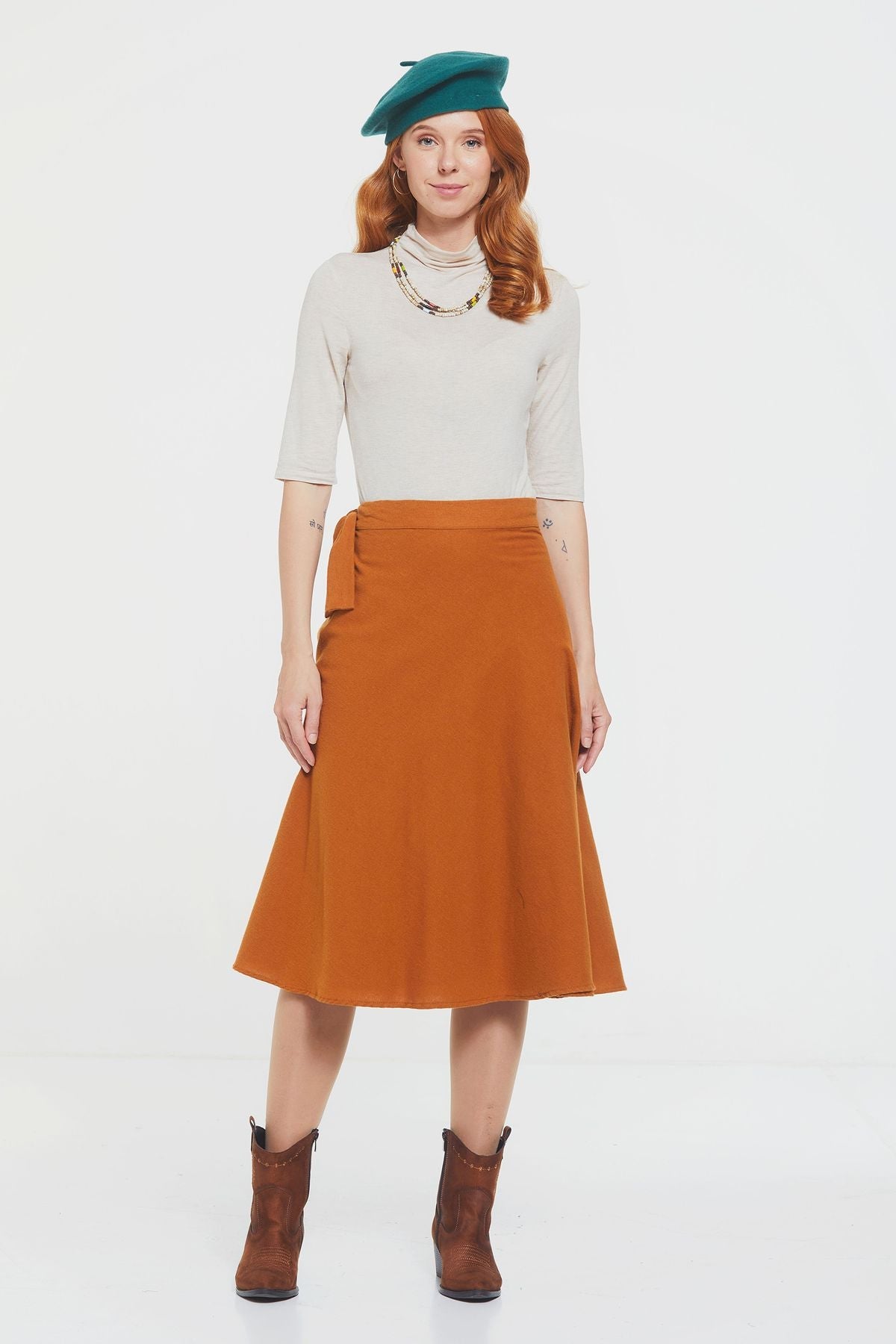 Midi Wrap Skirt Yellow